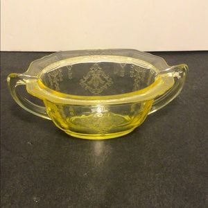 Vintage 1930’s Yellow Vasoline Glass sugar Dish 3.5in